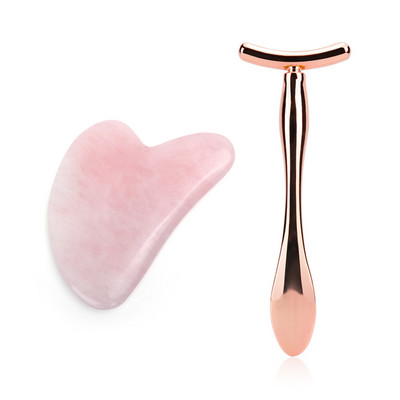 Jade Roller Stone Gua sha Scraping Board Set Rose Quartz Face Lift Massager Facial Massage Eye Cream Mixing Spatula Лопатка Инструменти