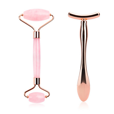 Jade Roller Stone Gua sha Scraping Board Set Rose Quartz Face Lift Massager Facial Massage Eye Cream Mixing Spatula Лопатка Инструменти