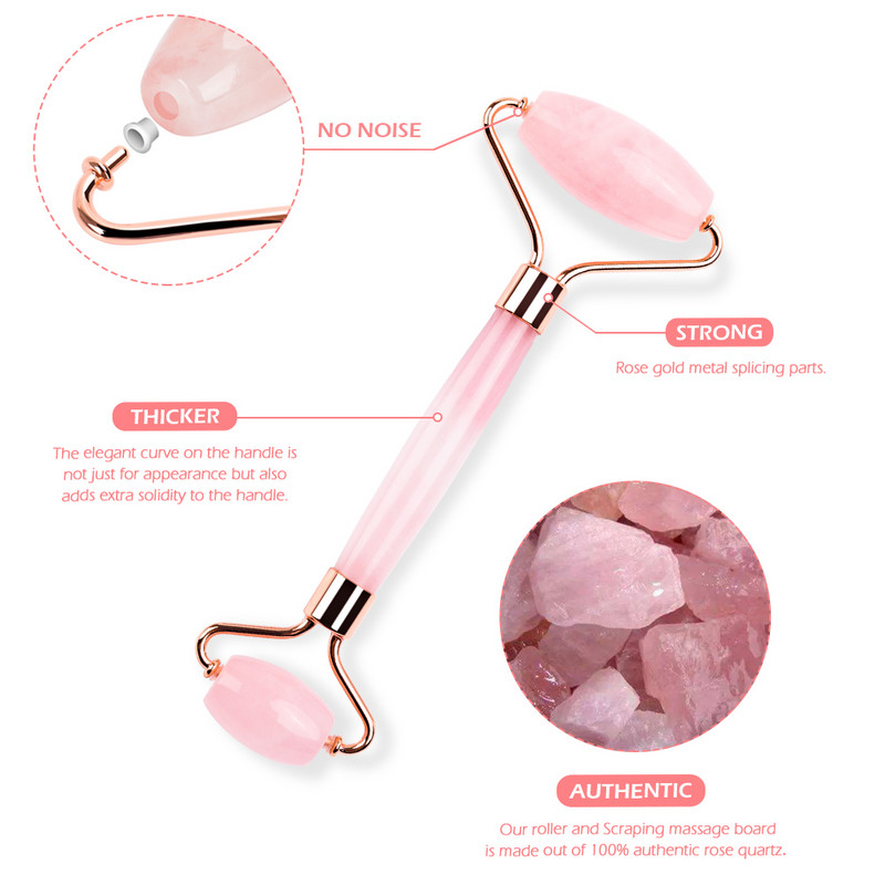 Jade Roller Stone Gua sha Scraping Board Set Rose Quartz Face Lift Massager Facial Massage Eye Cream Mixing Spatula Лопатка Инструменти