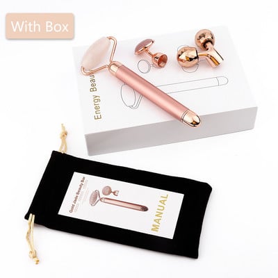 Masszírozó arcra Elektromos Jade Roller Természetes Rózsakvarc Gouache Kaparó Arcmasszázs Lifting Vibráló arcbőrápoló eszköz