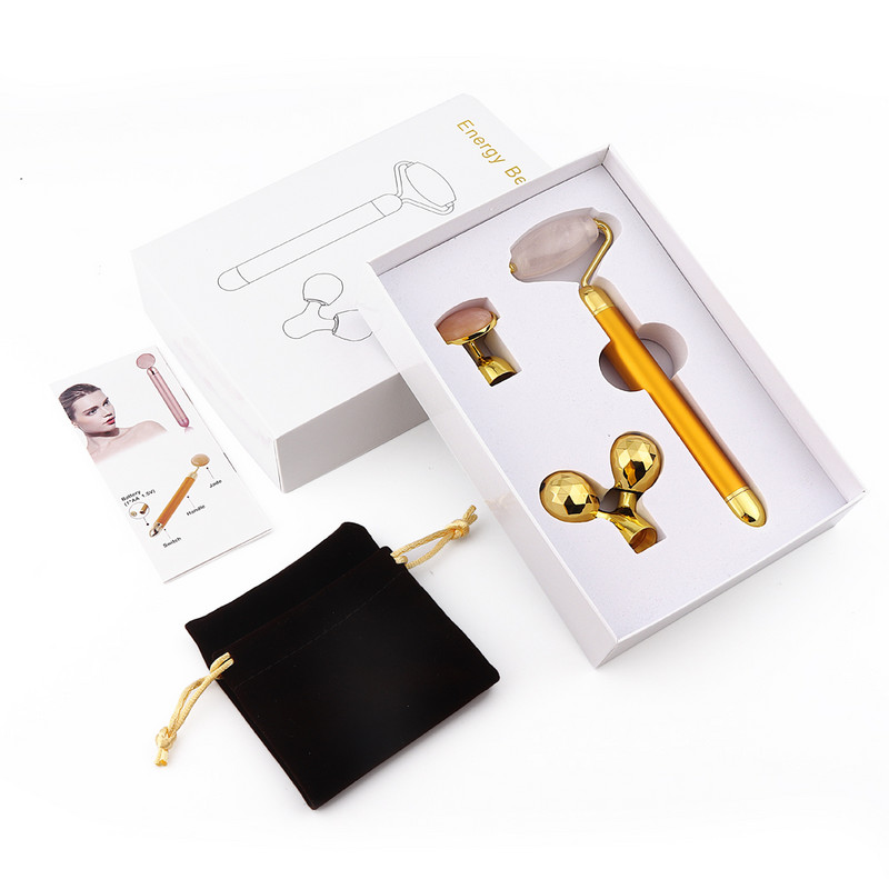 Masszírozó arcra Elektromos Jade Roller Természetes Rózsakvarc Gouache Kaparó Arcmasszázs Lifting Vibráló arcbőrápoló eszköz