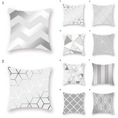 Față de pernă geometrică, gri argintiu, decorațiuni pentru casă, pătrată, huse de pernă, huse, decorațiuni pentru casă, pernă, decor auto