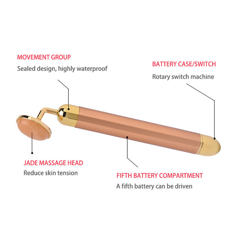24k Beauty Bar elektronikus arcápoló Jade görgős vibráló masszírozó arc lifting öregedésgátló arcokhoz bőrfeszesítő ápológép