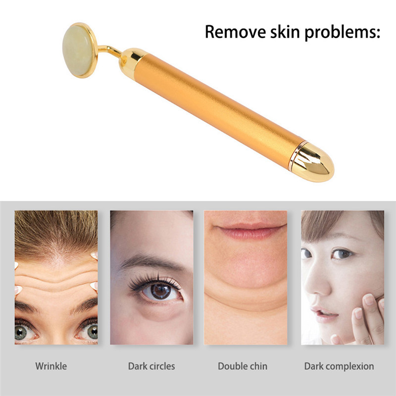 24k Beauty Bar elektronikus arcápoló Jade görgős vibráló masszírozó arc lifting öregedésgátló arcokhoz bőrfeszesítő ápológép