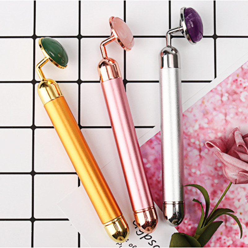 24k Beauty Bar elektronikus arcápoló Jade görgős vibráló masszírozó arc lifting öregedésgátló arcokhoz bőrfeszesítő ápológép
