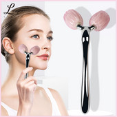 Masaj facial 3D rolă de jad piatră naturală cuarț trandafir role instrument de masaj 360 de rotație pentru întregul corp relaxantă role de jad îngrijire