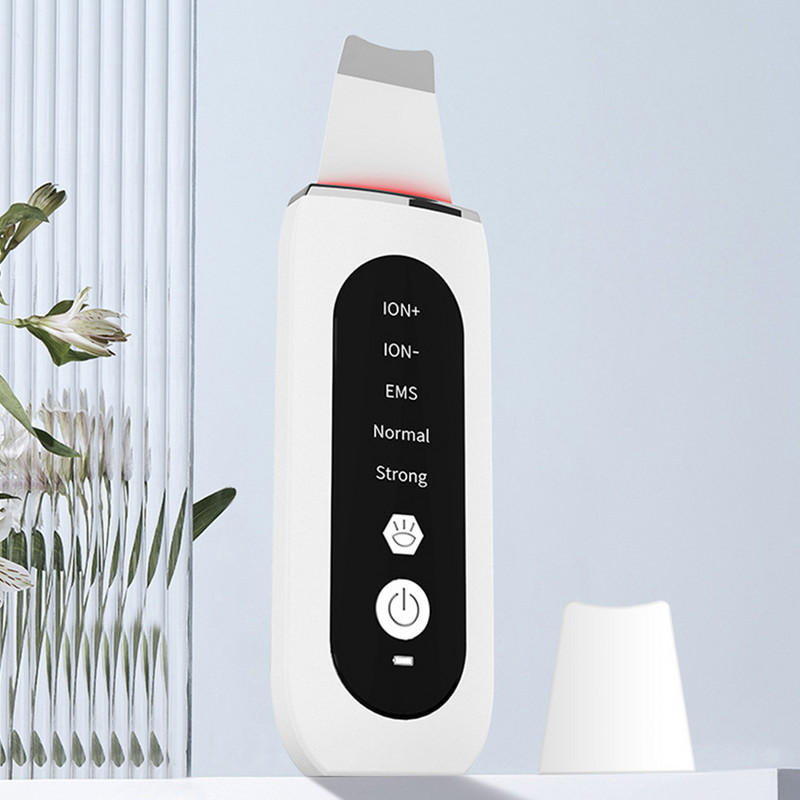 ABS Woman Sonic Skin Skin Scrubber hordozható akkumulátorral működő csúszásmentes USB interfész gombos vezérlő LED lámpa mitesszer eltávolító