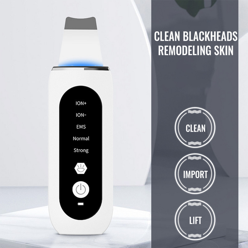 ABS Woman Sonic Skin Skin Scrubber hordozható akkumulátorral működő csúszásmentes USB interfész gombos vezérlő LED lámpa mitesszer eltávolító