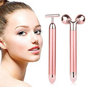 24K Gold Beauty Bar Arcmasszírozó Elektromos Vibráló Rózsakvarc 3D Roller Arc Lifting Test Arc Gua Sha Jade Roller