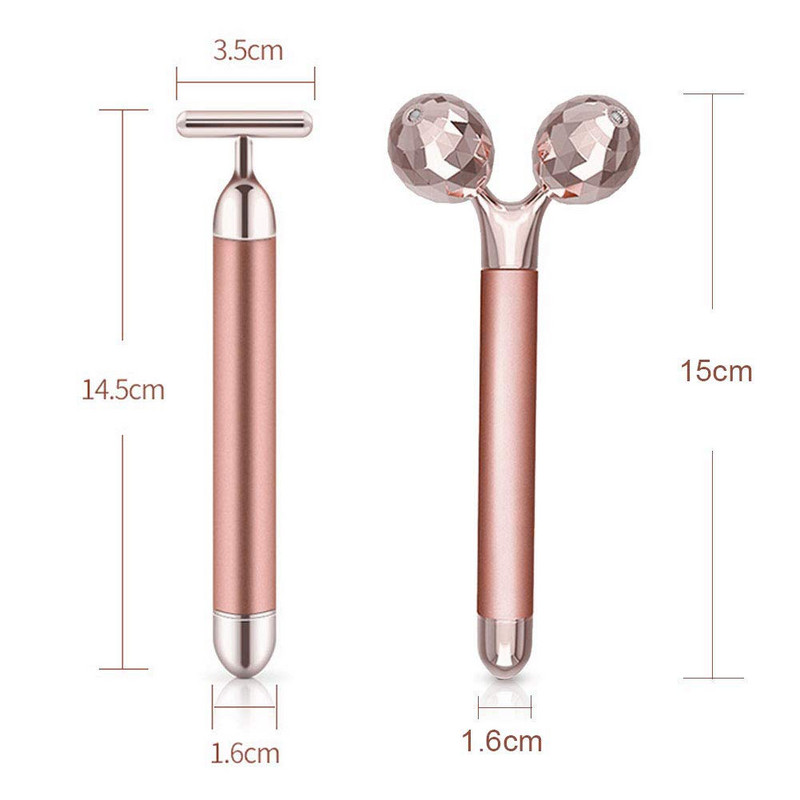 24K Gold Beauty Bar Arcmasszírozó Elektromos Vibráló Rózsakvarc 3D Roller Arc Lifting Test Arc Gua Sha Jade Roller