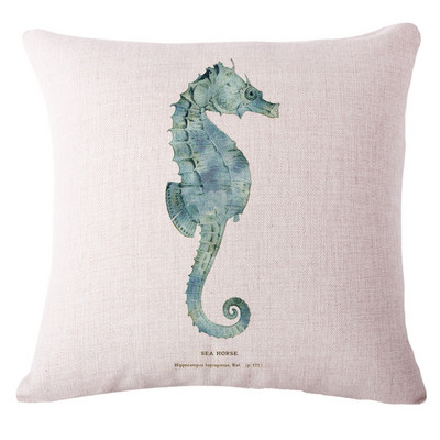 Akvarell Sea World párnahuzat Nyomtatott vászon Affection Kanapé Ülés Családi Otthon Dekoratív párnahuzat Housse De Coussin