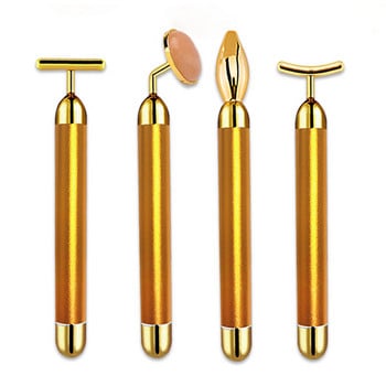 ΝΕΟ 4 σε 1 Δονούμενο ρολό ροζ χαλαζία Face Roller Eye Massager Roller νεφρίτη T/V σε σχήμα Face Lifting Αδυνατιστικό Beauty Bar Massage