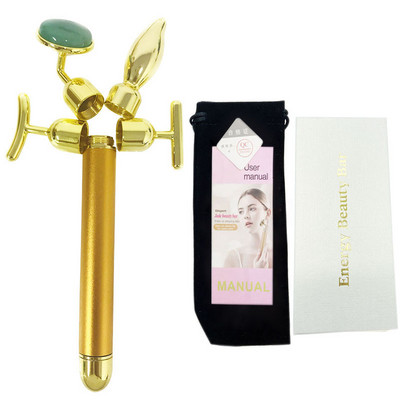 ÚJ 4 az 1-ben Vibráló Rózsakvarc Hengeres Arc Görgő Szemmasszírozó Jade Roller T/V formájú Face Lifting Karcsúsító Beauty Bar masszázs