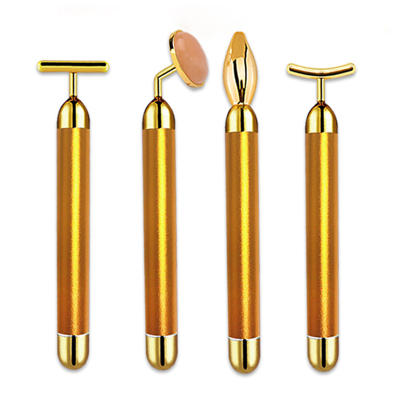 ÚJ 4 az 1-ben Vibráló Rózsakvarc Hengeres Arc Görgő Szemmasszírozó Jade Roller T/V formájú Face Lifting Karcsúsító Beauty Bar masszázs