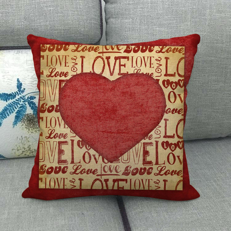 Otthoni párnahuzat vászon párnahuzat párnahuzat Valentin-napi dekoráció párnahuzat szerelmes párnahuzat 45 * 45cm