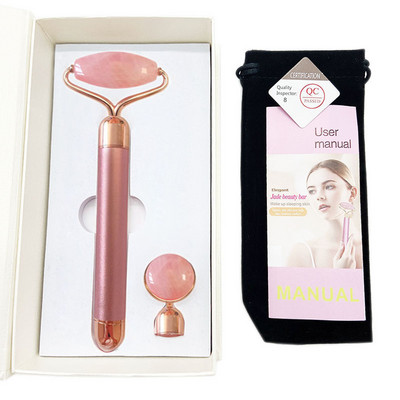 Elektromos vibrációs természetes rózsakvarc jade görgős arc lifting lila jade kő arcmasszírozó görgős Energy Beauty bár