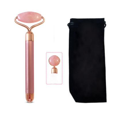 Elektromos vibrációs természetes rózsakvarc jade görgős arc lifting lila jade kő arcmasszírozó görgős Energy Beauty bár