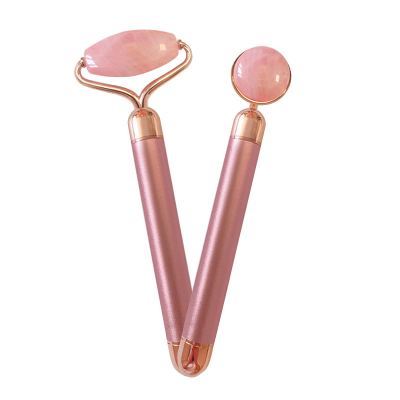 Elektromos vibrációs természetes rózsakvarc jade görgős arc lifting lila jade kő arcmasszírozó görgős Energy Beauty bár