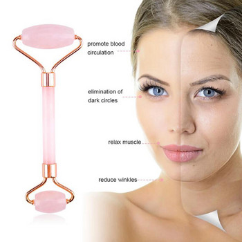 Rose Quartz Jade Roller Face Slimming Massager Face Lifting Ρολό προσώπου μασάζ με φυσική πέτρα νεφρίτη Skin Care Beauty 2τμχ