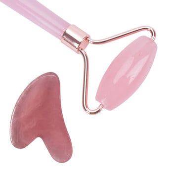 Rose Quartz Jade Roller Face Slimming Massager Face Lifting Ρολό προσώπου μασάζ με φυσική πέτρα νεφρίτη Skin Care Beauty 2τμχ