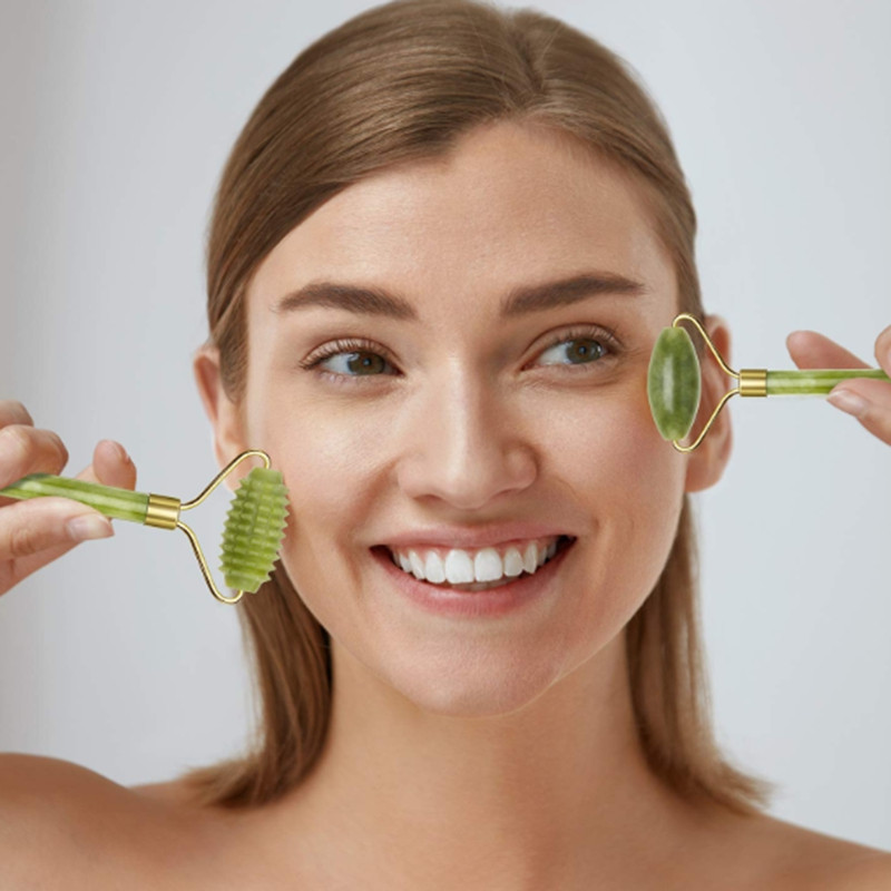 Jade Roller Kit, Arc görgős masszírozó szem természetes öregedésgátló, Guasha masszázseszköz, bőrfeszesítő