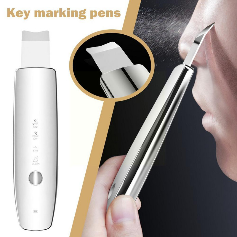 Ultrahangos bőrradír arc spatula mitesszer eltávolító lift tisztító tisztító peeling lapát Arc pórus mélyítő gép L1H2