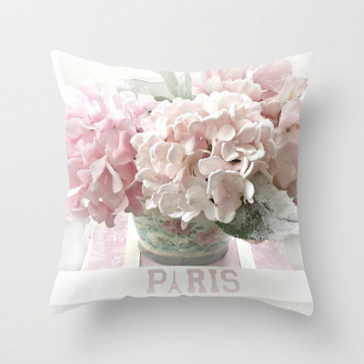 Romantikus piros virágos párnahuzat Rose Eiffel torony párnahuzat kerti otthoni kanapé szék dekoratív párnahuzat 45x45 50x50