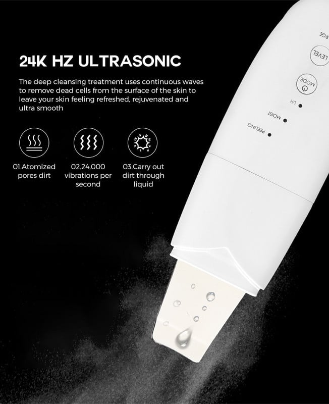 Ultrahangos bőrradír cserélhető fejű mitesszer eltávolító peeling arctisztító masszírozó bőrfiatalító szépségápoló készülék
