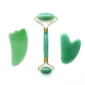 2 az 1-ben Jade Roller Gua Sha Set Masszírozó arcbőr ápoláshoz Természetes kő Gouache Scraper Anti Aging Masszázs Guasha Beauty Tool