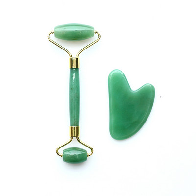 2 az 1-ben Jade Roller Gua Sha Set Masszírozó arcbőr ápoláshoz Természetes kő Gouache Scraper Anti Aging Masszázs Guasha Beauty Tool