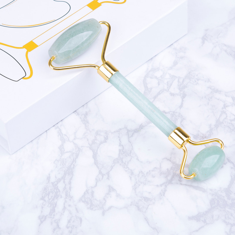 2 az 1-ben Jade Roller Gua Sha Set Masszírozó arcbőr ápoláshoz Természetes kő Gouache Scraper Anti Aging Masszázs Guasha Beauty Tool