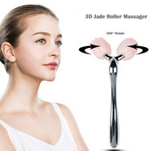 3D Jade görgős arcmasszírozó Rózsakvarc Természetes kő Szépség Arcmasszázs 360 Rotate Face Lift ránctalanító bőrápoló eszközök