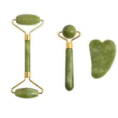 Új minőségi Jade Roller Gua Sha masszázsgolyós készlet dobozos masszírozóval az arcra Archengerrel Beauty Bőrápoló eszközök Arcmasszírozók