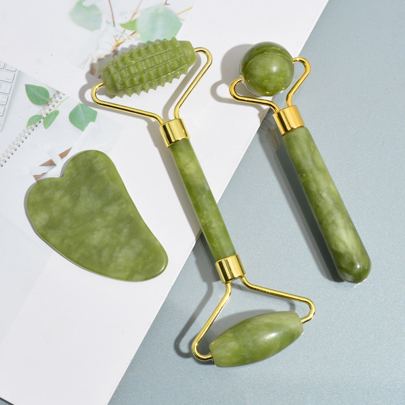 Új minőségi Jade Roller Gua Sha masszázsgolyós készlet dobozos masszírozóval az arcra Archengerrel Beauty Bőrápoló eszközök Arcmasszírozók