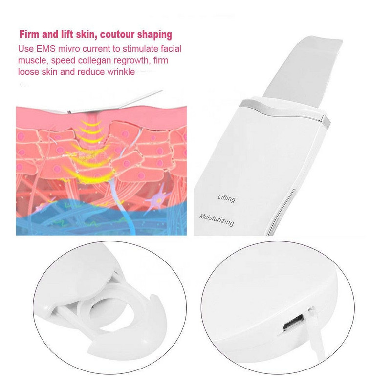Ultrahangos Bőrradír Vibrációs Arc Spatula Mitesszer eltávolító Lapát Tiszta Kavitációs Peeling Arc Lifting Bőrápolás