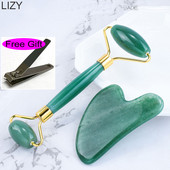 LIZY kiváló minőségű Dongling Green Jade görgős masszírozó kaparó masszázsgörgős lifting szépségápolási eszköz a bőr ráncainak kezelésére ívrúddal