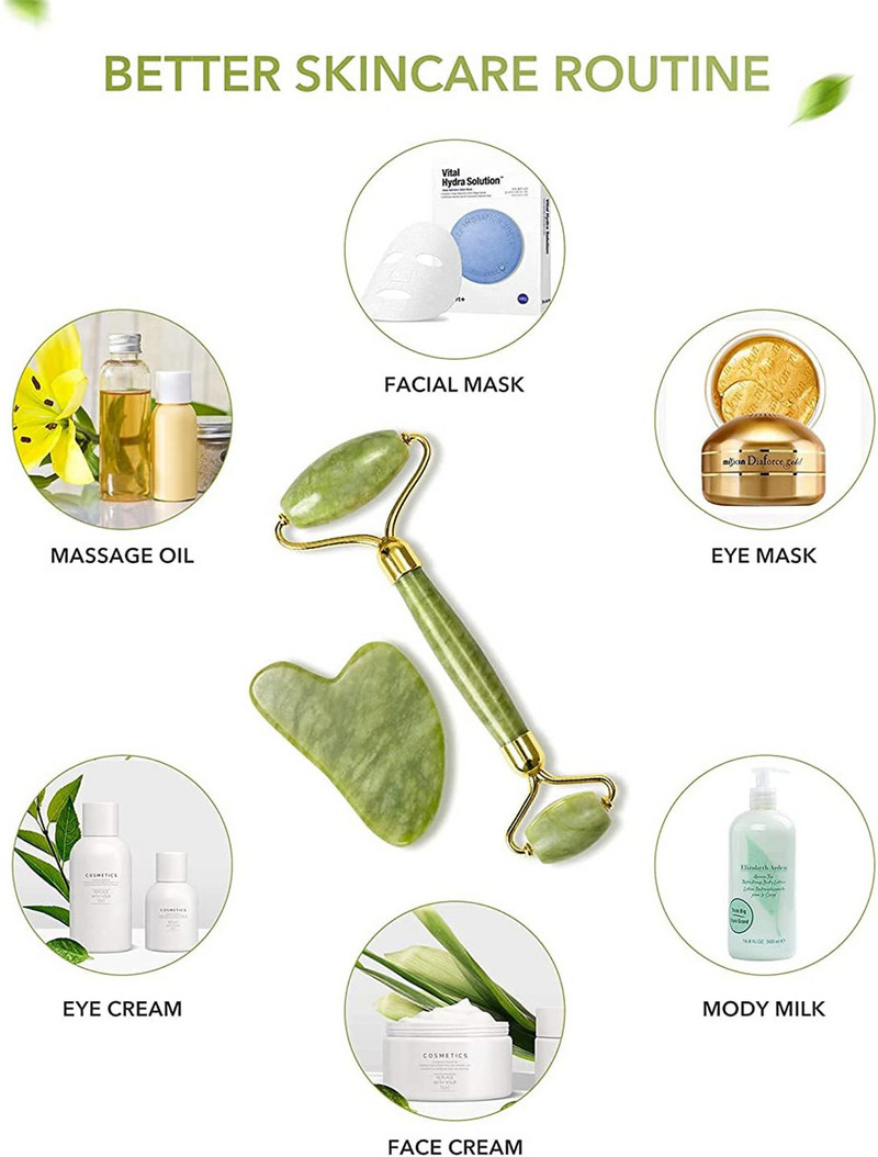 Arcmasszírozó görgő Gua sha Jade Store Kaparó Görgős masszázs Arcmasszírozóhoz Jade Roller Guasha Kaparó Arc Microniddle