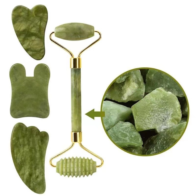 Arcmasszírozó görgő Gua sha Jade Store Kaparó Görgős masszázs Arcmasszírozóhoz Jade Roller Guasha Kaparó Arc Microniddle