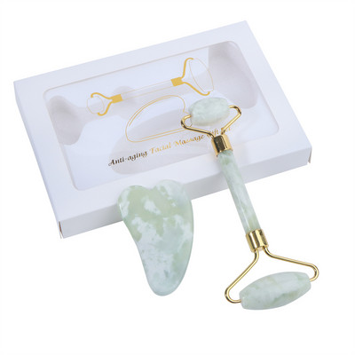 Lifting facial Jade Roller Guasha Scraper Set Masaj facial Îngrijirea pielii Anti-îmbătrânire Fața Ochi Gât Roller Slim Lift Gua Sha Instrument