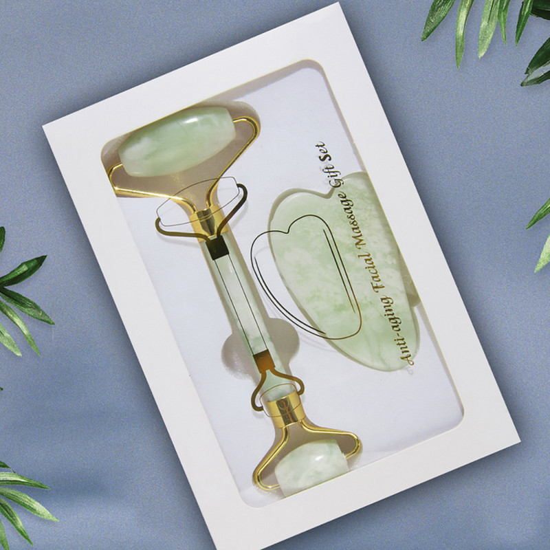Lifting facial Jade Roller Guasha Scraper Set Masaj facial Îngrijirea pielii Anti-îmbătrânire Fața Ochi Gât Roller Slim Lift Gua Sha Instrument