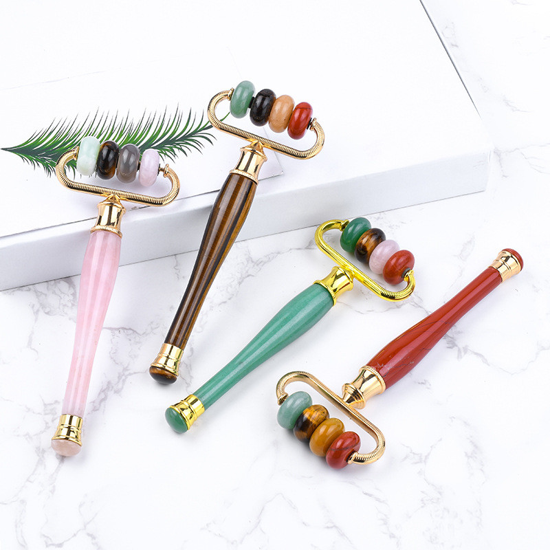 Prémium minőségű, 18k arany, csúcsminőségű, természetes jade görgős arcápoló eszköz és Face Lift bőrápoló Beauty SPA Exquisite Gift Masszírozó
