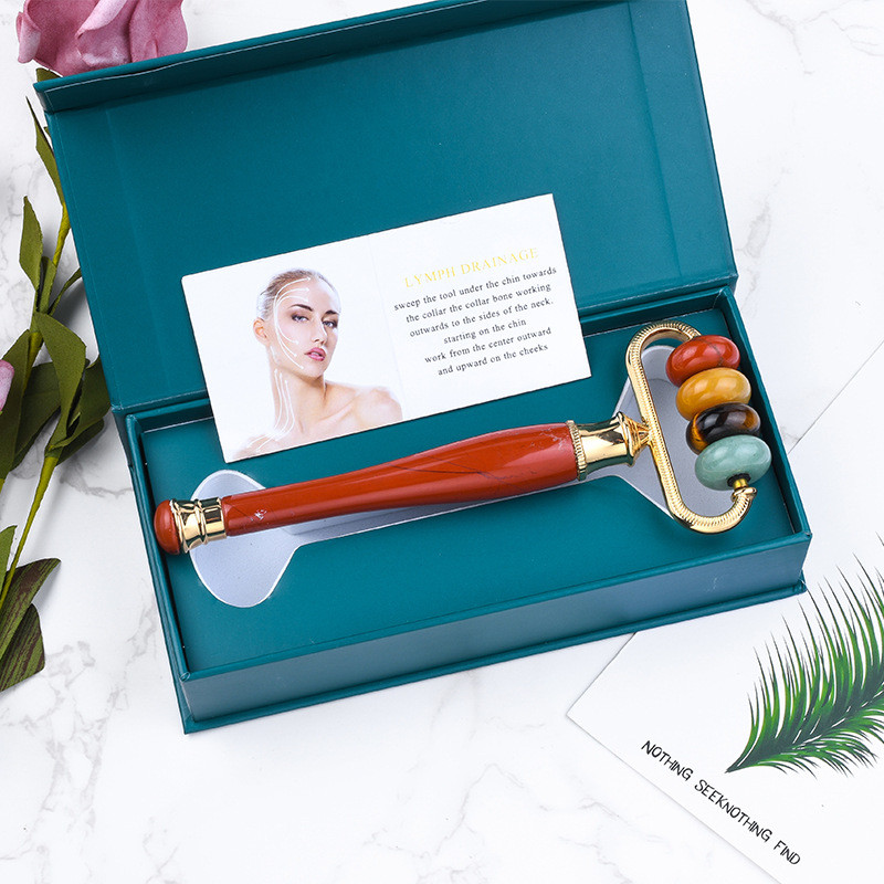 Prémium minőségű, 18k arany, csúcsminőségű, természetes jade görgős arcápoló eszköz és Face Lift bőrápoló Beauty SPA Exquisite Gift Masszírozó