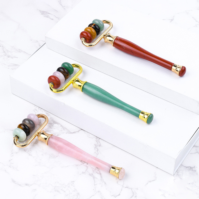 Prémium minőségű, 18k arany, csúcsminőségű, természetes jade görgős arcápoló eszköz és Face Lift bőrápoló Beauty SPA Exquisite Gift Masszírozó