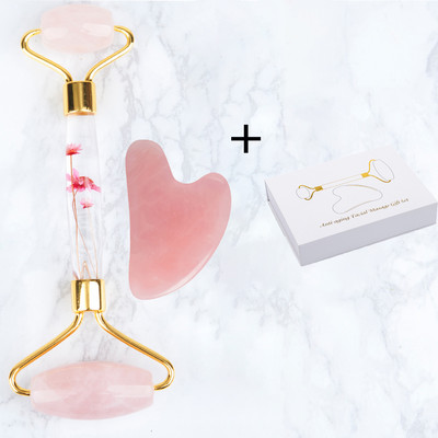 Természetes Jade Stone Face Lifting Masszírozó Rózsakvarc Jade Görgős Arc Karcsúsító Masszázs Beauty Gua Sha Gouache Scraper Bőrápoló