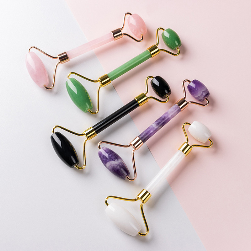 Természetes Jade Stone Face Lifting Masszírozó Rózsakvarc Jade Görgős Arc Karcsúsító Masszázs Beauty Gua Sha Gouache Scraper Bőrápoló