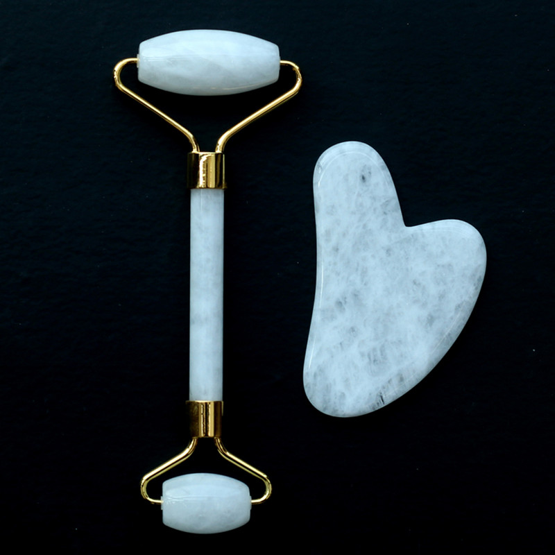 Természetes Jade Stone Face Lifting Masszírozó Rózsakvarc Jade Görgős Arc Karcsúsító Masszázs Beauty Gua Sha Gouache Scraper Bőrápoló