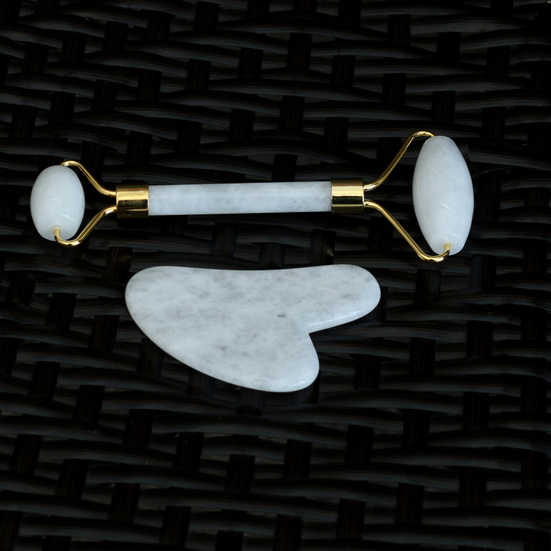 Természetes Jade Stone Face Lifting Masszírozó Rózsakvarc Jade Görgős Arc Karcsúsító Masszázs Beauty Gua Sha Gouache Scraper Bőrápoló