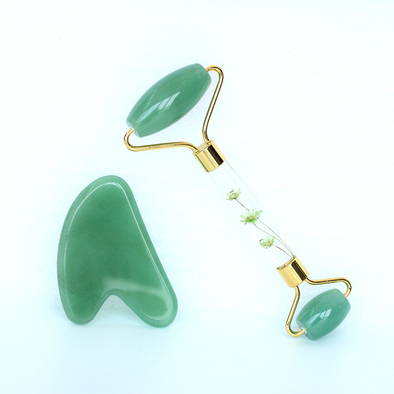 Természetes Jade Stone Face Lifting Masszírozó Rózsakvarc Jade Görgős Arc Karcsúsító Masszázs Beauty Gua Sha Gouache Scraper Bőrápoló