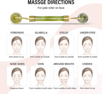 Φυσικό μασάζ προσώπου Jade Roller Scraper Facial Skin Tools Care Tools Roller Massage Microniddle Καθαριστικό προσώπου Περιποίηση δέρματος με κουτί