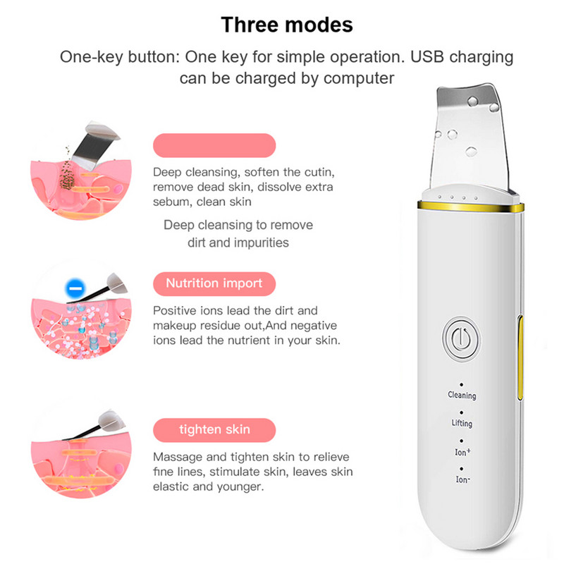 Beauty Ultrahangos bőrradír USB csatlakozós arctisztító mitesszer eltávolító arctisztító gép bőrápoló akne masszírozó eszközök